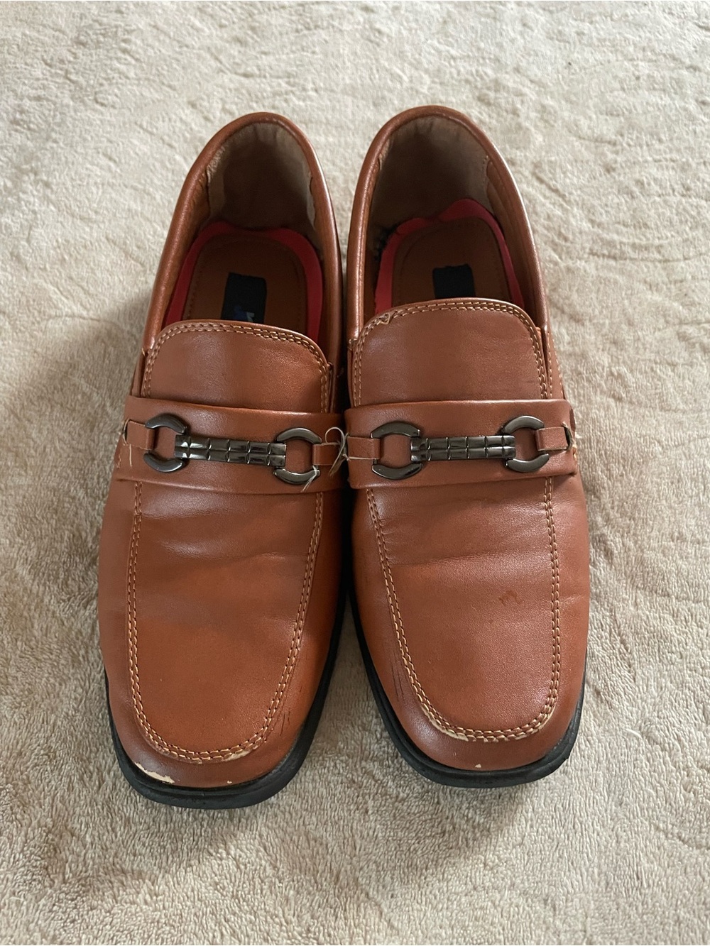 Boys’ Brown Slip-On Loafers with Metal Bit Accent